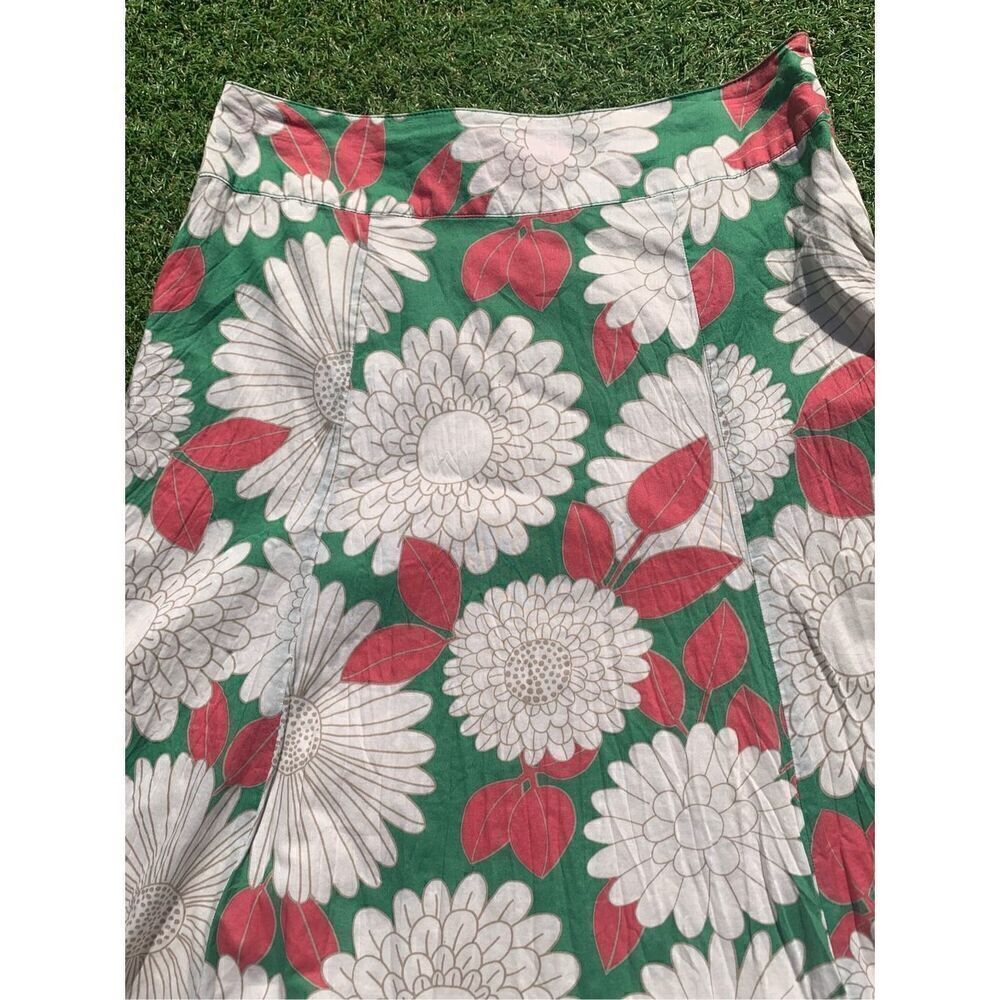 BODEN PINK GREEN FLORAL RUFFLE A LINE garden SKIRT sz 4 - Picture 7 of 7